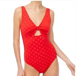 NWT J. Crew Eyelet cutout one-piece swimsuit with bow Large